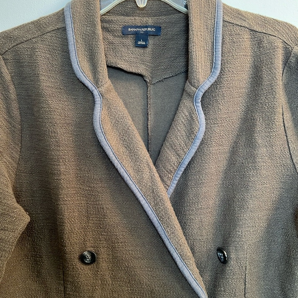 EUC Banana Republic Olive Green 100% Cotton Knit 3/4 Sleeves Jacket